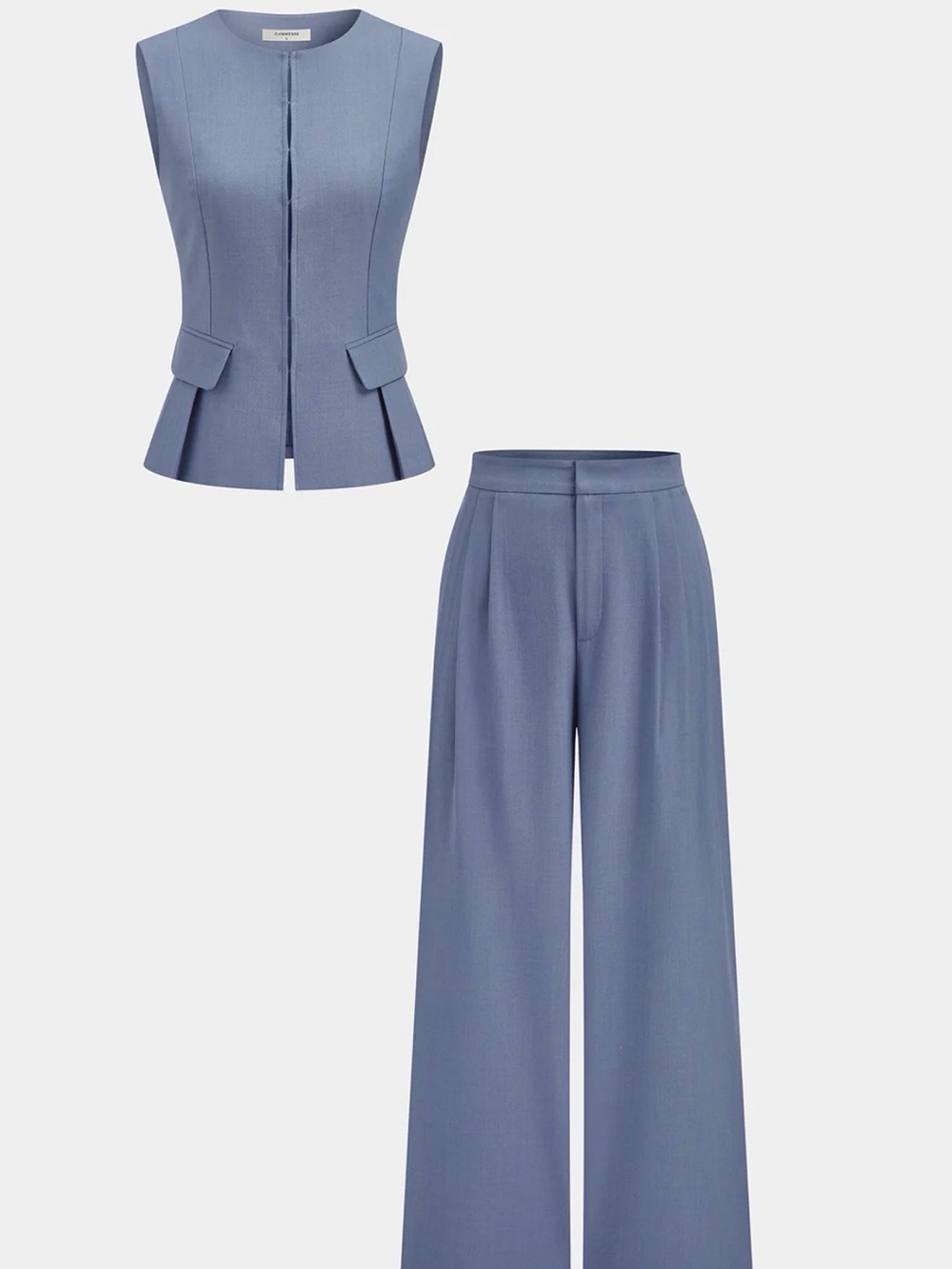 Sleeveless Vest & Wide-Leg Pants Set